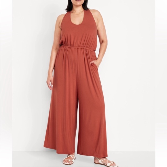 Old Navy gingerspice Waist-Defined Halter Jumpsuit - Picture 1 of 13